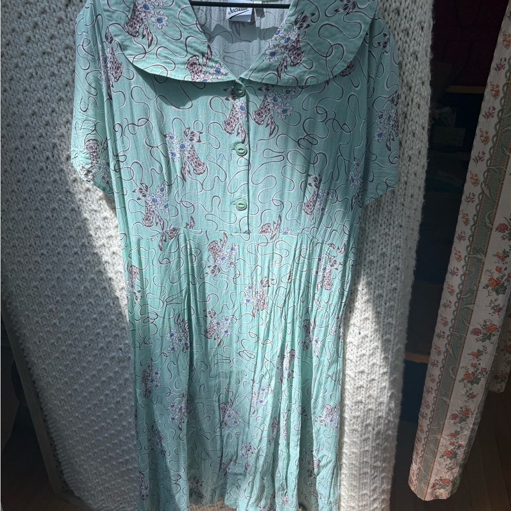 Socialite Vintage Style Mint Green Floral Dress